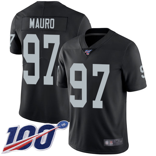 Men Oakland Raiders Limited Black Josh Mauro Home Jersey NFL Football #97 100th Season Vapor Jersey